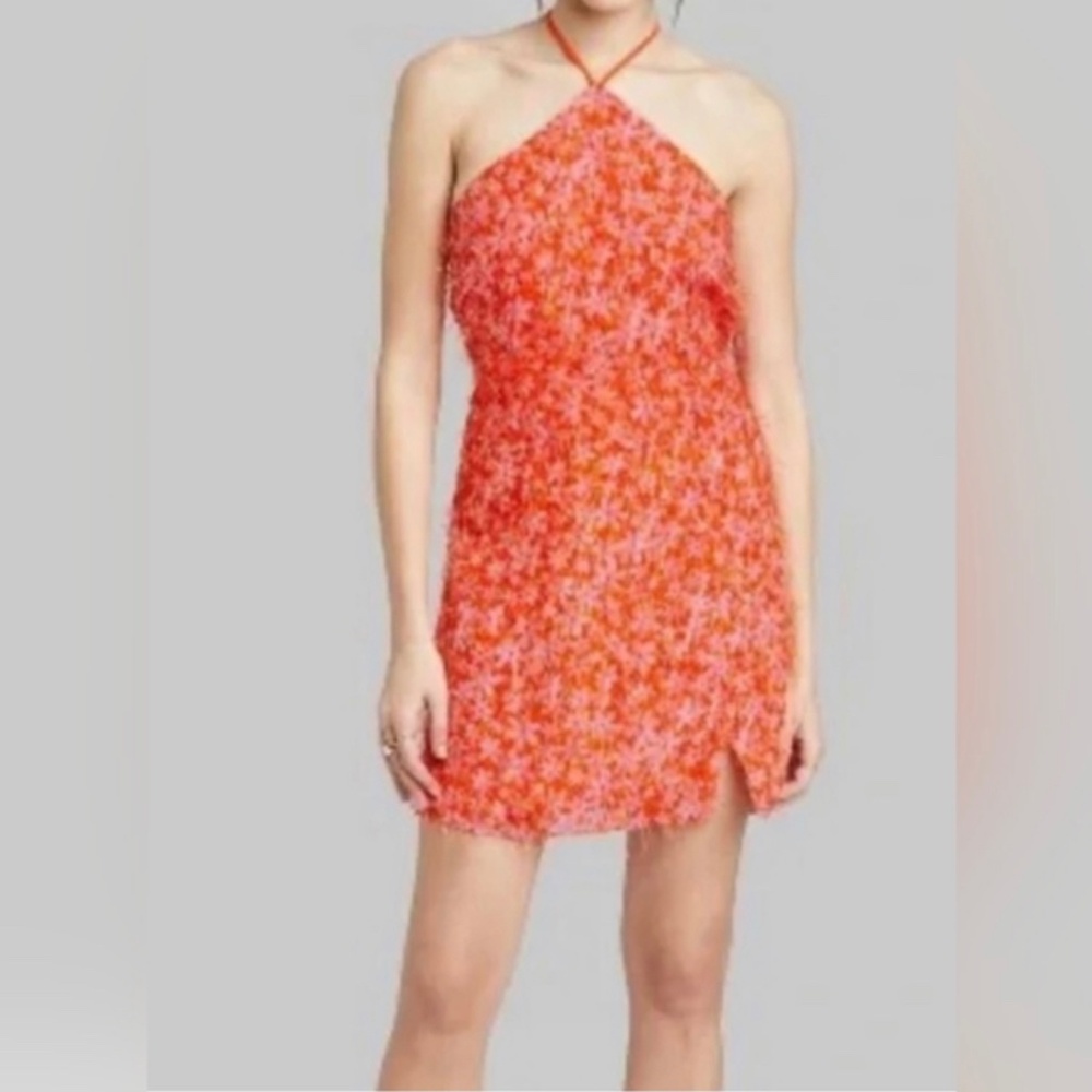 NWT Wild Fable orange and pink halter dress XXL